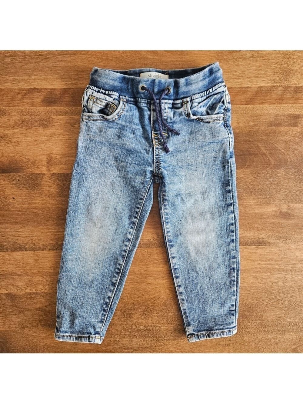 5/$25 Gymboree Toddler Boys Straight Jeans Size 2T Pull-On Denim Drawstring